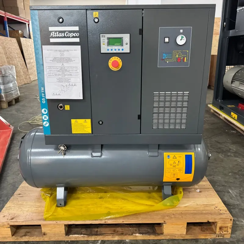 Atlas Copco G5 FF Oil Injected Screw Compressor 5.5 kW 7.5 HP ပေါင်းစပ်ထားသော အခြောက်ခံစက် စစ်မှန်