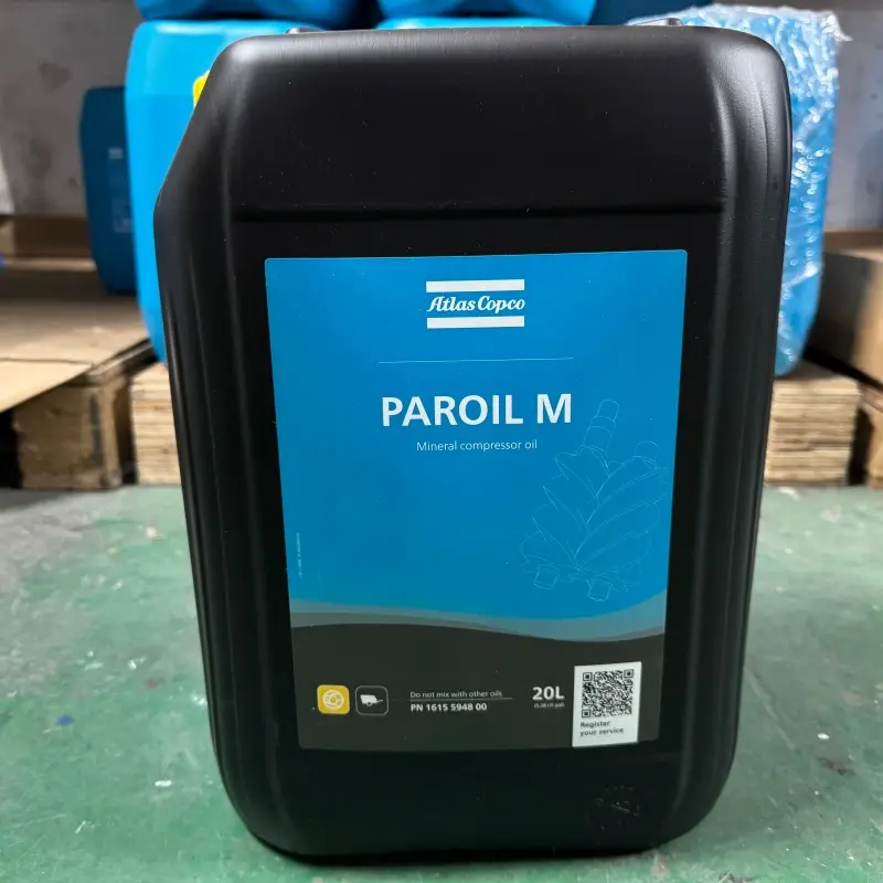 Atlas Copco Oil 1615594800 Paroil M Mineral ချောဆီသည် အိတ်ဆောင်ကွန်ပရက်ဆာစစ်စစ်